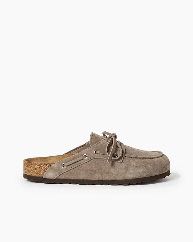 Women's Boat-Style Suede Mule Shoes